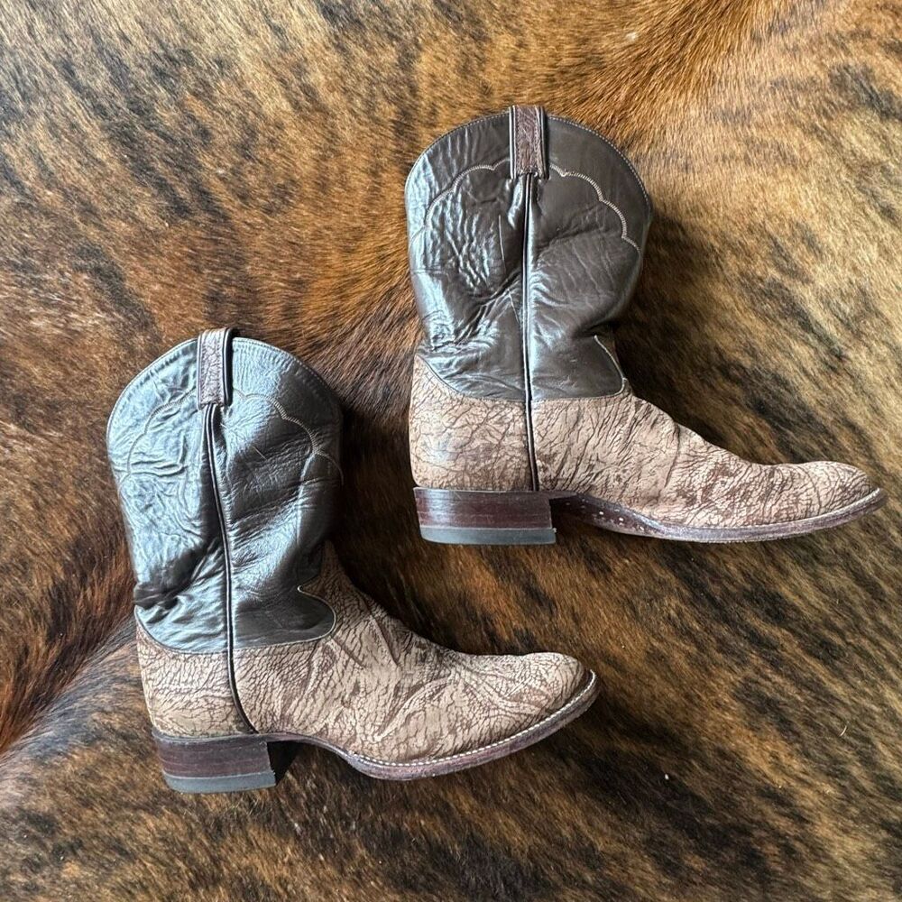Vintage Tony Lama Leather Cowboy Western Boots Size 11 Brown
